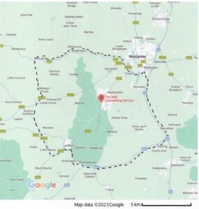 Map of Malvern and surrounding area